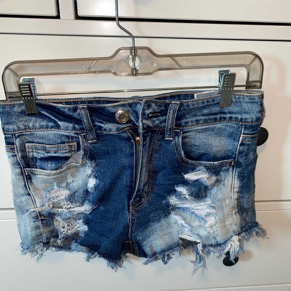American Eagle High Waisted Acid Wash Jean Shorts